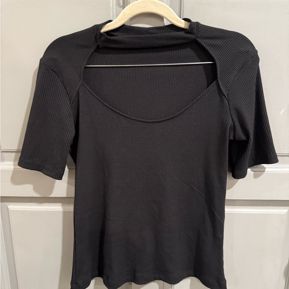 Zara Black Ribbed Women's Top